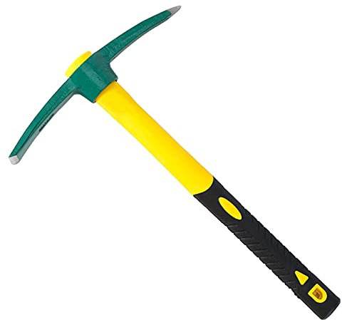 ZOENHOU 15-Inch Solid Pick Mattock, Forged Garden Pick, Weeding Mattock Hoe Agriculture Hand Tools with Heavy-Duty Fiberglass Handle for Weeding Cultivating Camping or Prospecting