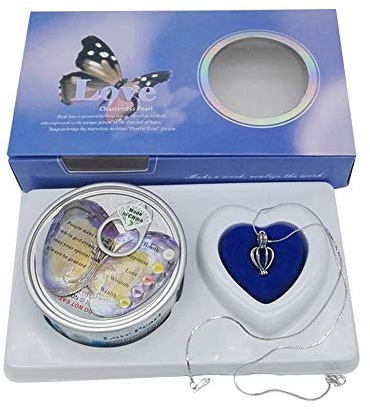 iSpchen Cáscara - Perla Con Cadena, Collar Creativo Caja Oyster Pearl Jaula Colgante Cadena Navidad Año Nuevo Regalo de Cumpleaños Para Esposa Madre Hija