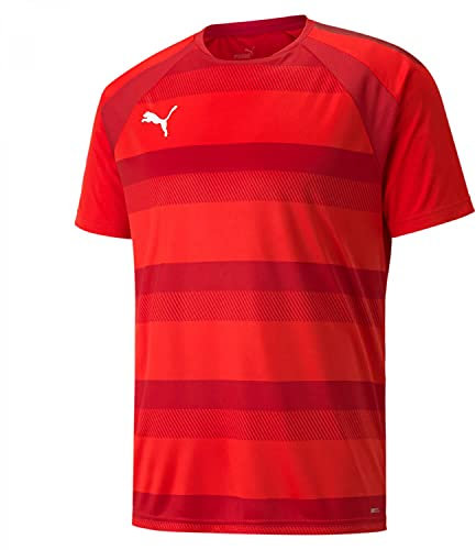 PUMA Unisex Kinder Teamvision Jersey Jr Shirt, Puma Red-chili Pepper-puma White, 140 EU