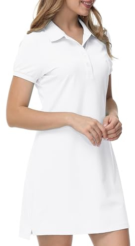JINSHI Women's Polo Dress Short Sleeve Cotton Casual Sports Golf Tennis Dresses