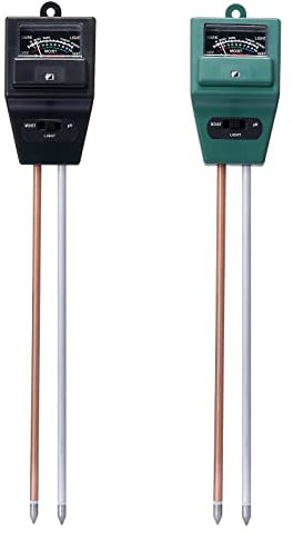 2 Packs Soil pH Meter, 3-in-1 Soil Tester Soil pH/Light/Moisture Meter for House Plants Water Meter, Soil pH Tester Test Kit Hygrometer for Garden Lawn Farm, No Battery Required (Black & Green)
