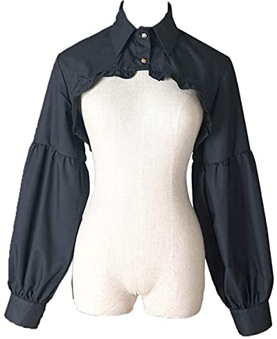 DNLKWGO Detachable Fake Collar Top Dickey Collar Blouse False Collar Half Shirt with Long Lantern Sleeve