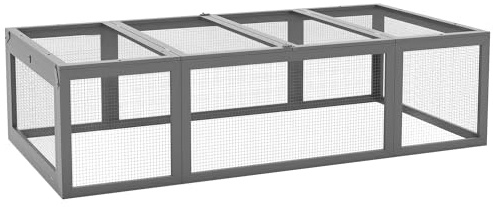 PawHut Large Wooden Rabbit Hutch Bunny Hutch Small Animal Habitat Enclosure Outdoor Run and Lockable Doors, Gray