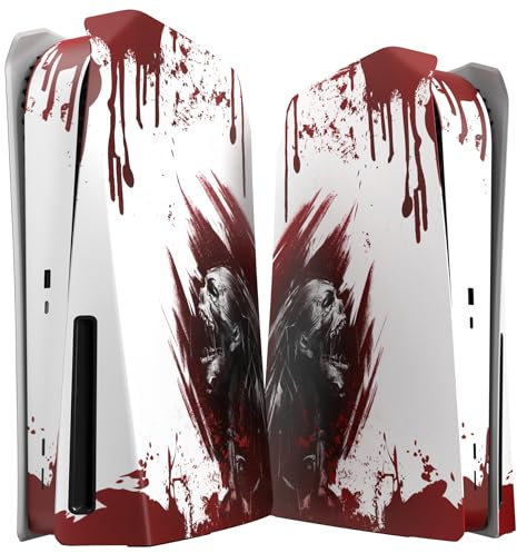 eXtremeRate eXcover Placas Compatible con ps5 Consola Disc Edición Paneles de Carcasa Cubierta Frontal Placa Inferior Protectora Compatible con ps5 Consola - No Incluye Consola(Zombi de Sangre)