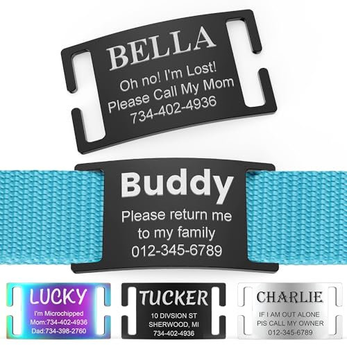 YEHANTI Hundemarke mit Gravur - Personalisierte Anhänger Marke für Hunde, Katzen und Welpen - Edelstahl Hundemarke Personalisiert mit Name, Telefonnummer und Adresse (S, Schwarz)