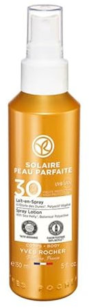 Yves Rocher SOLAR - PIEL PERFECTA Leche Solar en spray FPS30 Protege e hidrata intensamente tu piel-Protege contra los UVA/UVB y los rayos de sol 150ml