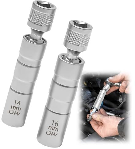 Tkxjry 2 Pezzi Strumenti per la Rimozione della Candela,14mm&16mm Chiave per Candela Magnetica,Chiave Candela Universale,Chiave per Candele,Parete Sottile Magnetica Chiave,Presa per Candela Auto