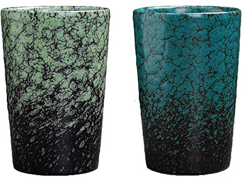 ZQNDFAC Tazas de té de cerámica sin asa, Taza Grande, Superficie esmaltada Colorida, Juego de 2 Tazas de té Chinas, Juego de Tetera de gres Vintage Valor de colección