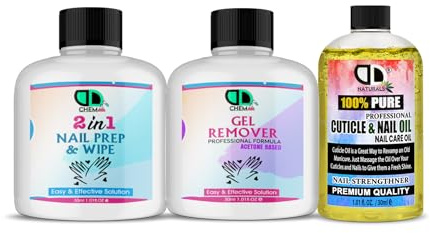 Preparazione e pulizia delle unghie + solvente per smalto gel + olio per cuticole e unghie da 30 ml + 30 ml + 30 ml, preparazione per unghie in gel, base per manicure UV LED, multiuso per disinfettare