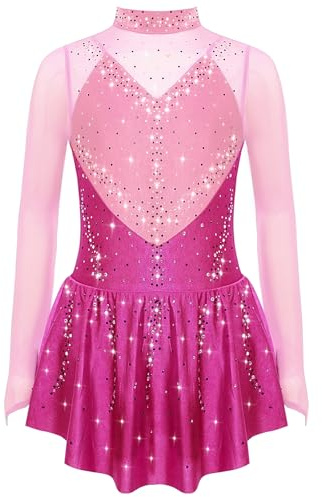 Miutii Abito per Pattinaggio su Ghiaccio per Ragazze, Abito da Balletto con Glitter, Abito da Ballerina, Strass, Lucido, Abito da Pattinaggio, Abito da Pattinaggio Moderno, Costume da Gara di Danza