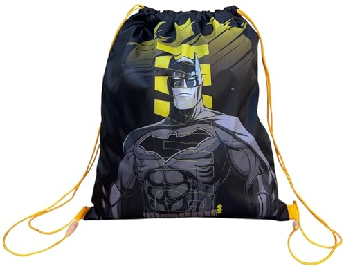 CARTOON Bolsa con correas de cuerda y cierre de cordón bolsa 40 x 35 cm accesorio para niños, Batman, 40 x 35 cm, Casual