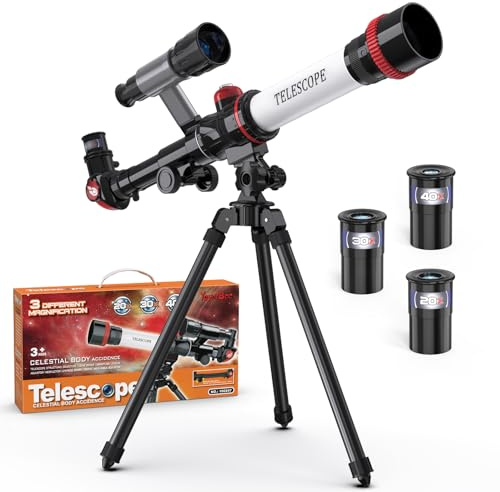ToyerBee Kids Telescope, Space Toys with 3 Eyepieces & Compass, Portable Science Kits for Kids as Astronomy Gifts, Great Educational Telescope and Stem Toys to See Moon, Buildings and Animals
