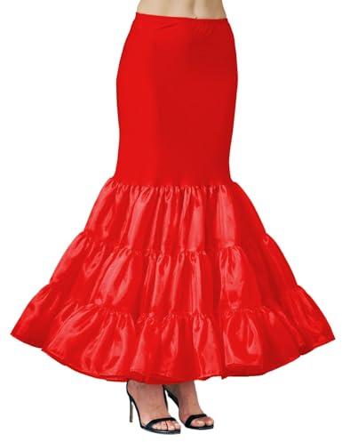 BEAUTELICATE Donna Sottogonna Sposa Tulle Lungo Petticoat Fishtail Sirena per Matrimonio Abito da Sposa Festa Pirata,Rosso,S