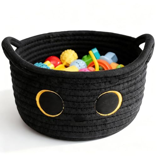 DIYCUT Cesta de Almacenamiento de Gato Negro, Cesta de Cuerda de Algodón