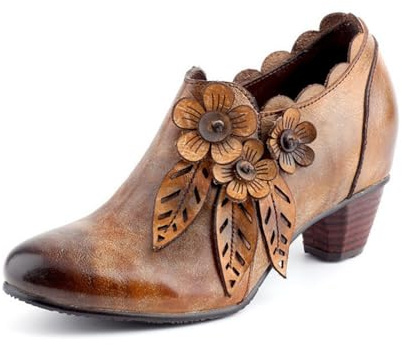 eimeinuosy SOCOFY Bottines pour femme en cuir à talon bloc de style bohème Mary Jane Chaussures d'été à enfiler confortables et antidérapantes pour la marche et les vacances