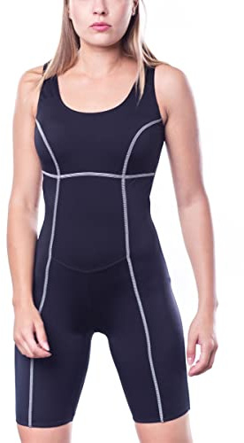 Aquarti Bañador de Natación para Mujer con Pierna Culotte, Negro, 44