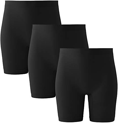 INNERSY Black Cycling Shorts Women Chub Rub Shorts Under Dresses Safety Short Leggings 3 Pack (Large, Black)