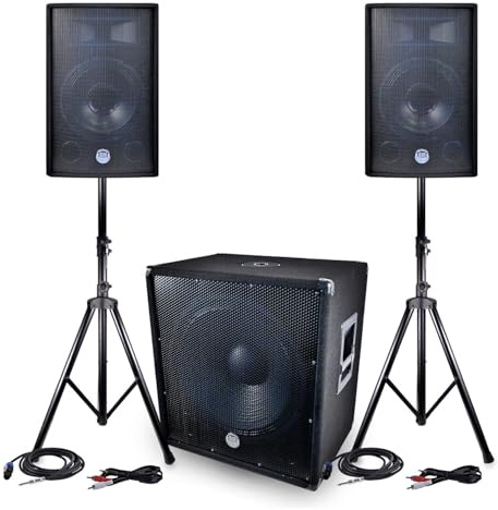 Pack Sono BM Sonic BMS1812-2400W - 2 Enceintes 30cm/12 + Caisson 46cm/18 + Pieds + Câbles