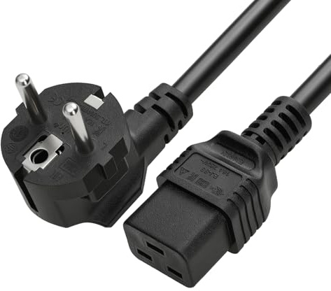 Cavo di alimentazione ad angolo retto Euro Schuko maschio a IEC320 C19 femmina 16A 250 V Cavo a 3 poli (6 piedi, eu-c19)