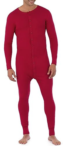 Fruit of the Loom Herren Hochwertiger Thermo-Anzug Pyjamahose, Rot/Ausflug, einfarbig (Getaway Solids), X-Large