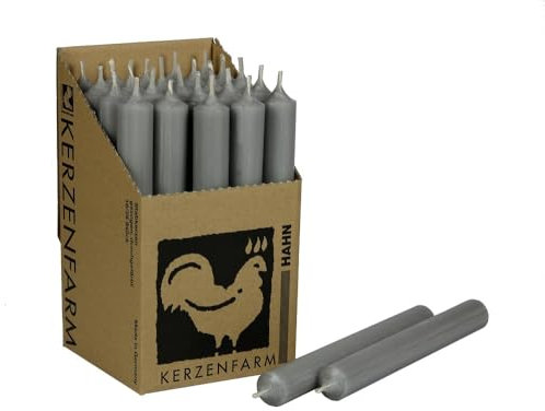 Stabkerzen 10 Stück Tafelkerzen durchgehend gefärbt Spitzkerzen für die Tisch-Deko zur Hochzeit Weihnachten & Party Farbe: Hellgrau/Grau Höhe:18cm