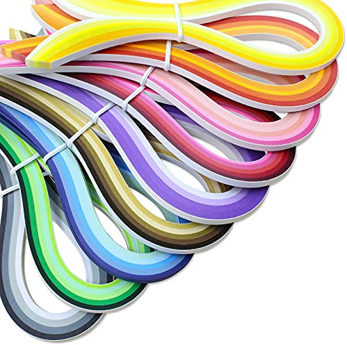 Zorfeter 9 uppsättningar flerfärgade quilling pappersremsor kit 900 remsor 42 färger, 5 mm bredd, 15 tum längd