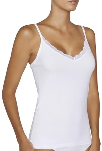 YSABEL MORA - Camiseta Lencera Tirante Fino Algodón, Diseño Mediterráneo, Confort y Sostenibilidad, Hecho en Valencia, Adaptable a Cualquier Cuerpo y Circunstancia.