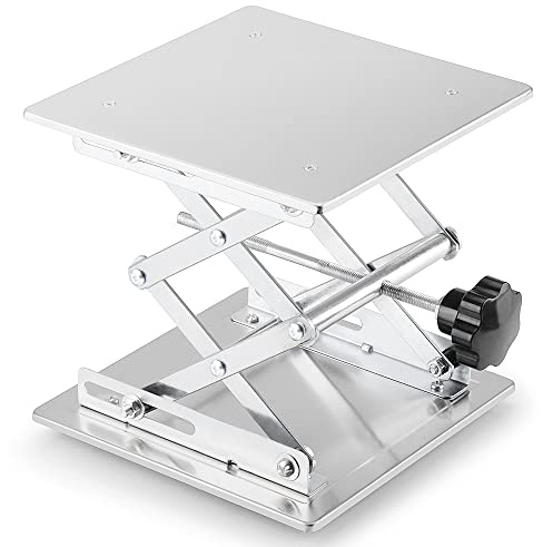 Labasics Lab Scissors Jack, 300 x 300 mm Stainless Steel Laboratory Support Jack Platform Lab Lift Stand Table, Expandable Lift Height Range from 95 mm to 460 mm, Support Weight 25KG