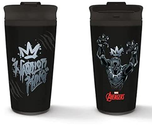 Pyramid International Marvel Black Panther Metal Mug (Warrior King Design) 16oz Metal Travel Mug, Travel Coffee Mug - Official Merchandise
