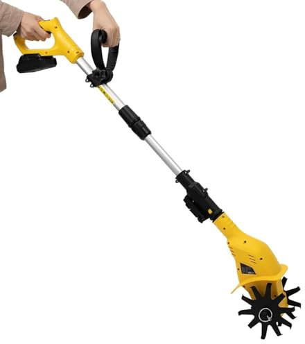 MiBoce Rotavator Eléctrico para Jardín, Cultivador Manual Inalámbrico, con Batería De 20 V Y 2000 MAh, Longitud Ajustable De 97 a 127 Cm, para Cultivo De Suelo