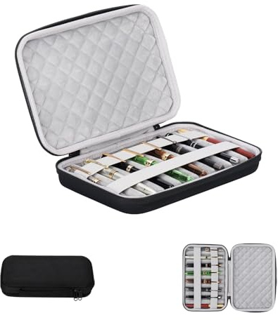 MIVLXLX 8 Slots pen case/boxes，Nylon cloth Pencil Tray Case Organizer, Fashion Design,Handmade Display Zippered Pouch for Rollerball Pen-Retro