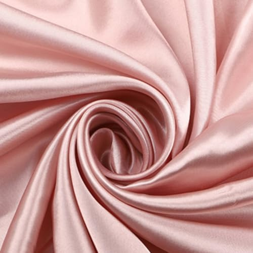 Blausky Tessuto satinato, 2 m x 150 cm, tessuto di rivestimento in seta al metro, in poliestere, tessuto decorativo lucido per cucito, per costumi, vestiti, abiti da sposa, tovaglie, rosa antico