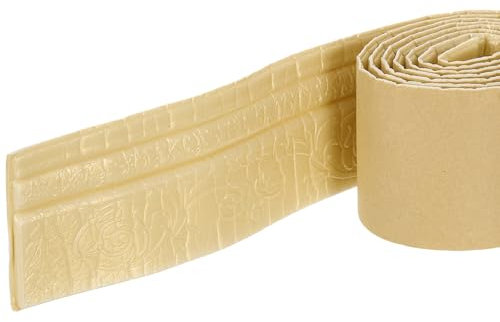 QUARKZMAN Recorte de moldeo de espuma autoadhesiva, borde de papel tapiz flexible de 4 pulgadas x 7.54 pies 3D Líneas de borde de pared de espuma para zócalos de decoración del hogar, dorado