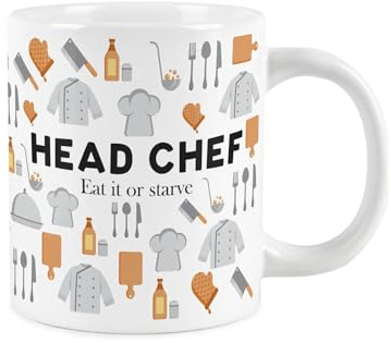 Purely Home Novelty Head Chef Mug - Extra Large Jumbo Humourous Trades Gifts for Chefs & Cooks - Ceramic Large Tea/Coffee Cup