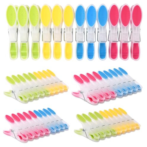 HOTUT Mollette per Bucato Antiscivolo in Silicone, 48 Pezzi, Mollette da Bucato, con Impugnatura Morbida, Molletta Multicolore Non Lascia Segni per Intima Pantaloni T Shirts Calze