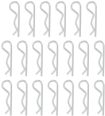 QUARKZMAN Goupille D'Attelage, 2,5mm x 50mm R Clips Acier Carbone 20 Pcs | Goupille De Retenue, Épingle À Cheveux Kit Assortiment Tracteurs Tondeuses Camions D'Attelage, Argent