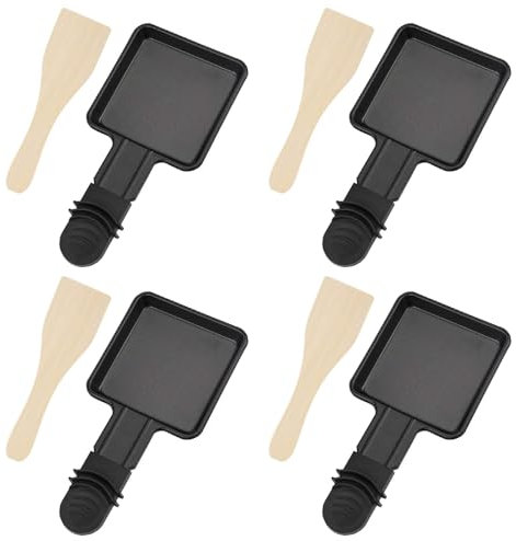 YUEWO Poêlon Raclette 4 Pièces Revêtement Antiadhésif Forme Carrée Pour les Plats de Remplacement des Raclettes/Racette Supplémentaires