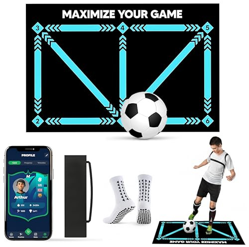 Football Training Mat with Mastery APP -Soccer Mastery Skills XL 90x60cm Football Gifts for Boys | Pro Dribble Ball Control & Stress Relief Games for Kids Girls & Teenage | Birthday Gifts