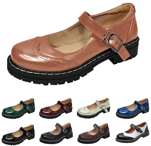 Mary Jane Scarpe da donna comode da donna con piattaforma Chunky scarpe basse con fibbia con cinturino Loafer punta rotonda décolleté cosplay uniforme abito scarpe giapponesi dolce Lolita principessa