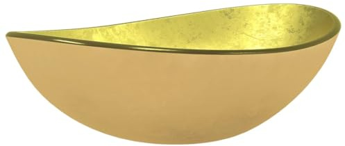 Vasque à Poser, Lavabo à Poser en Verre Lave Main Salle de Bain Verre trempé 54,5x35x15,5 cm Doré