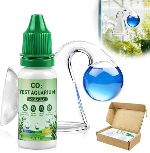 Allisway Prueba de CO2 para Acuario, Drop Checker Co2 Acuario, Testacuario, 15 ml Solución Indicadora + Detector Titulación, Detección Precisa, para Agua Dulce