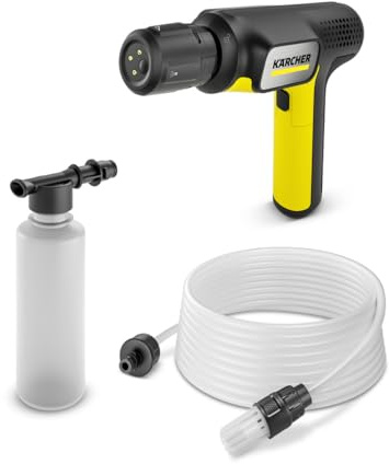 Kärcher Limpiadora Manual portátil OC Handheld Compact, Amarillo, Batería Iones de Litio, presión 15 Bar, 0.8 kg, Manguera 5 m, detergente, Multi Jet 4 en 1, Cargador Cable USB