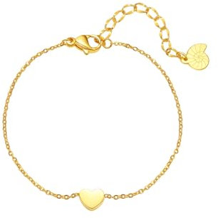 Happiness Boutique Damen Herz Armband in Goldfarbe | Zarte Armkette mit Herz Anhänger Edelstahlschmuck