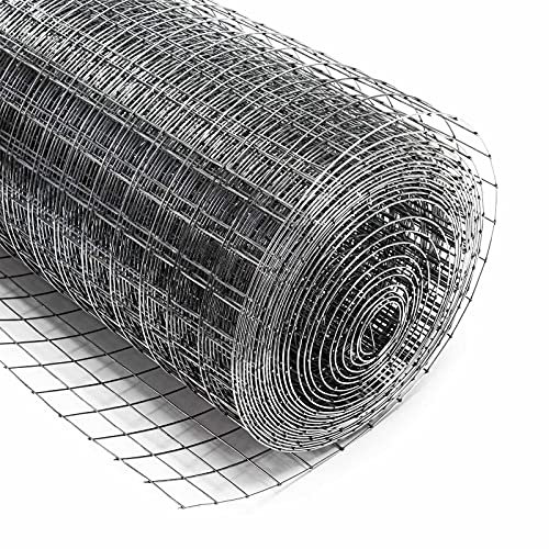 Wiltec Grillage à mailles - 5 m x 100 cm/Épaisseur fil 0,7 mm/Maille 12 x 12 mm - en Acier galvanisé - Grille métallique pour Volière Clapier Clôture Jardin Sylviculture Agriculture