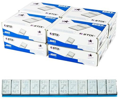 Stix Edgy Slim Klebegewichte Auswuchtgewichte 4800 Stück 5g - 400 Streifen à 60g verzinkt 3,5mm Slim Design mit starker Klebefolie für Alufelgen und KFZ-Felgen 24KG