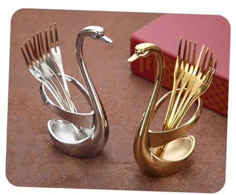 BESTonZON Forchette da Dessert in Acciaio Inossidabile 304 Forchette da Frutta a Due Punte lungo Leggere e Compatte per Torta Bistecca Picnic Uso Quotidiano