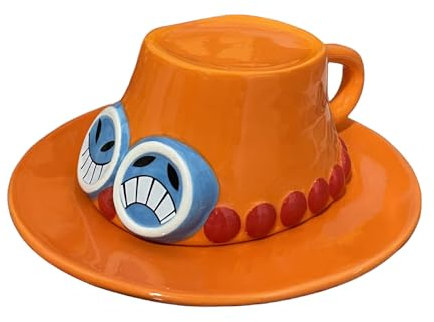 FINDAMAZE One Piece Anime Tasse à café, Ace's Straw Hat Mug, Tasse à café en céramique, Tasse à Lait, Cadeaux pour Noël, Anniversaire (Ace)