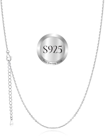 925 Sterling Silver Necklace for Women,1.5mm Thin Cable Chain Necklace for Women,18 Inch Silver Chain with 2 Extension Chains