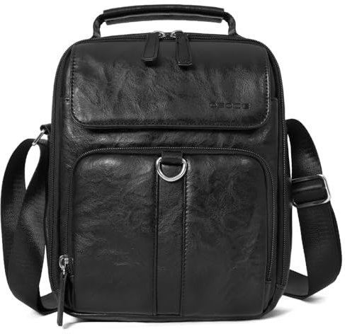 OSOCE Umhängetasche Herren Tasche Umhängen Leder Männerhandtasche Crossbody Bag Schultertaschen Herrentasche Messenger Bag für Arbeit Reise Alltagsleben Schwarz