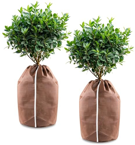Hydrogarden 50 x 80 cm Pflanzkübel Frostschutz Abdeckungen XL, Thermo Topfschutz, Winterschutz für Topfpflanzen,Winter Topfschutz mit Zugband(2PACK)